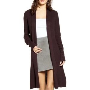 Anthropologie Leith | M | plum purple Longline Cardigan duster cardi open front